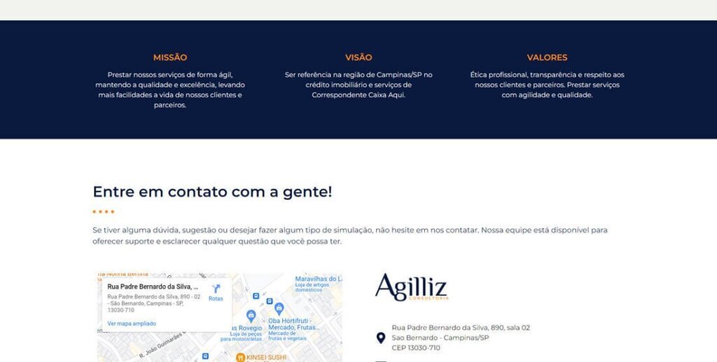 Portfolio Offweb Criação de sites Cliente Agilliz Consultoria 05